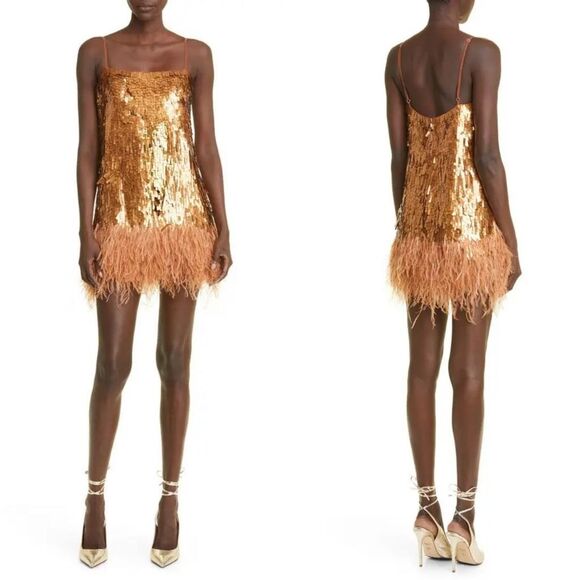 Johanna Ortiz Chemical Attraction Metallic Trim Mini Dress Brown Size 12 $1995 - Picture 1 of 12